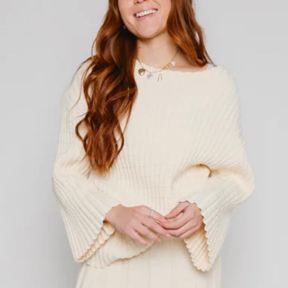 Vestique Cream Ribbed Women's Sweater oversized small 100% cotton